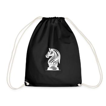 chess horse sketch knight piece drawing - Drawstring Bag - black - Front
