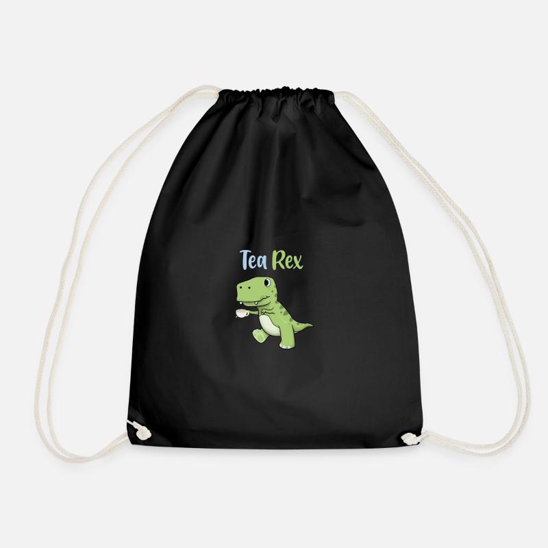 Tea-Rex – Lustiger Dinosaurier mit Tee-Tasse - Turnbeutel - Schwarz