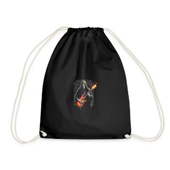 Grim Reaper with Electric Guitar Rock Heavy Metal - Drawstring Bag - black - Front