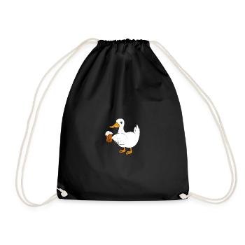 Duck with beer - Drawstring Bag - black - Front