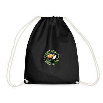 Toucan looking through leaves jungle - Drawstring Bag - black - Front