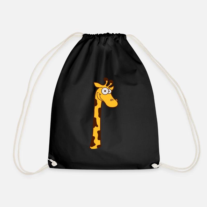 Funny Long Neck Giraffe Africa Cool Animal Comic - Drawstring Bag - black