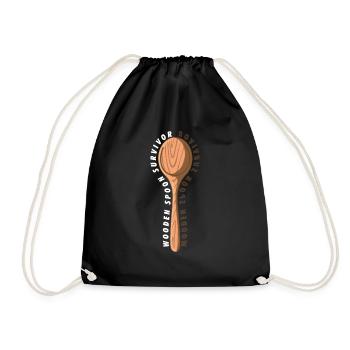 Wooden Spoon Survivor Meme Adulting Funny Italian - Turnbeutel - Schwarz - Vorne