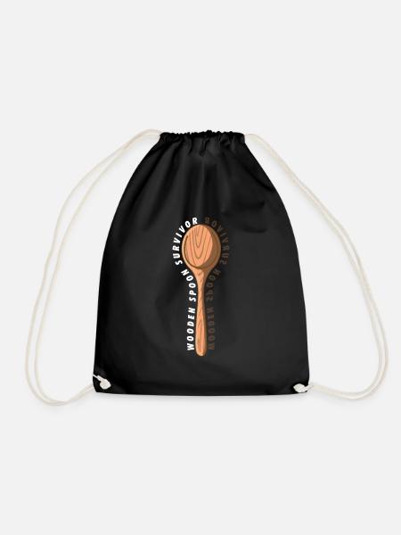 Wooden Spoon Survivor Meme Adulting Funny Italian - Sac de sport léger - noir