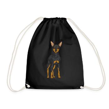 Miniature Pinscher Rehpinscher Min Pin Dog - Drawstring Bag - black - Front