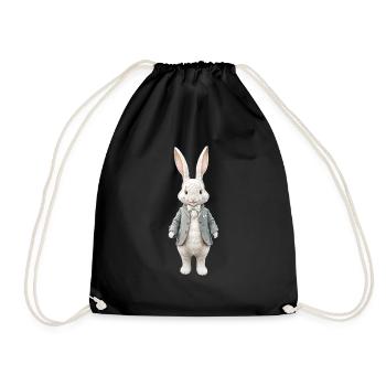 Niedlicher Hase weiss 1 - Turnbeutel - Schwarz - Vorne