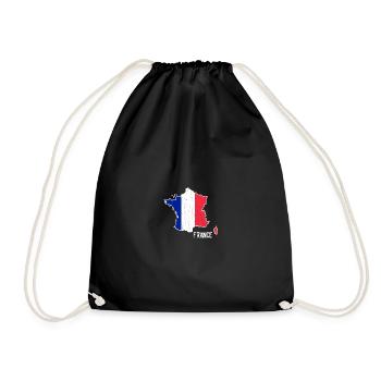 France Flag Map Outline - Drawstring Bag - black - Front