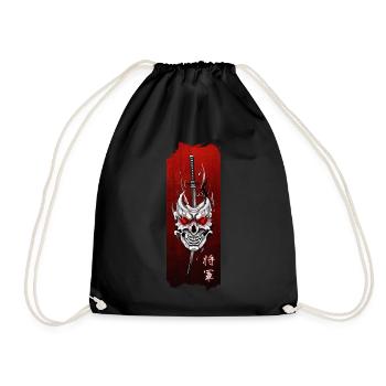 Shoguns Umarmung: Maske, Katana und Ehre - Turnbeutel - Schwarz - Vorne