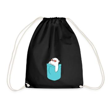 Pocket Polar Bear Bear Sun Cool Bag - Drawstring Bag - black - Front