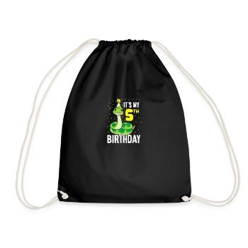 Snakes 5th Birthday 5 Year Old Birthday - Drawstring Bag - black - Front