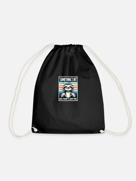 Lazy Stripes and Coffee - Drawstring Bag - black