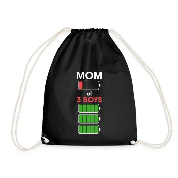 Mom of 3 Boys Funny Woman Girl With Three 3 Sons C - Turnbeutel - Schwarz - Vorne