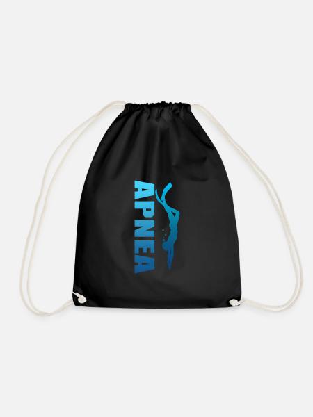 apnea freediver sport diving diver - Drawstring Bag - black
