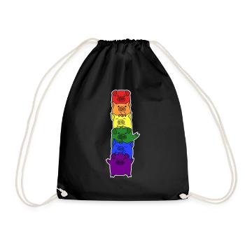LGBT+ Flagge Schwein Design für LGBT+ Menschen - Turnbeutel - Schwarz - Vorne