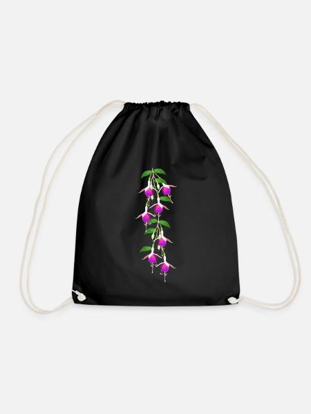 Fuchsia, Flowers - Drawstring Bag - black