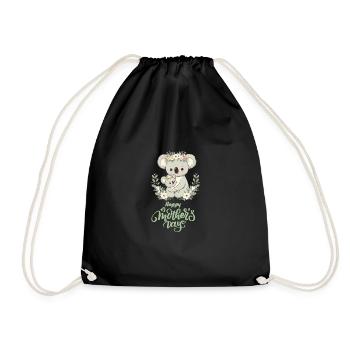 Koala Lover Hug Floral Mum Happy Mother's Day - Drawstring Bag - black - Front
