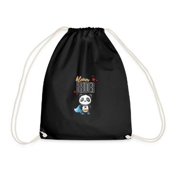Little Brother Panda Superhero - Drawstring Bag - black - Front