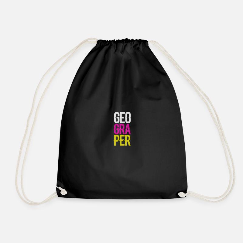 Geography profession present for teacher - Drawstring Bag - black