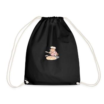 Cheerful Hedgehog Baker: Heartfelt Delights - Drawstring Bag - black - Front