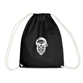 Cool Santa Claus with hat and sunglasses - Drawstring Bag - black - Front