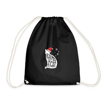 Festliches Karma Ist Ein Katzenfeiertagsdesign - Turnbeutel - Schwarz - Vorne