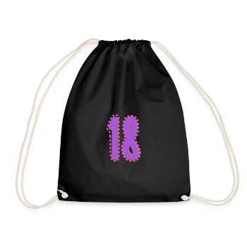 18. 18 YEARS OLD. 18th ANNIVERSARY. 18 BIRTHDAY. - Drawstring Bag - black - Front