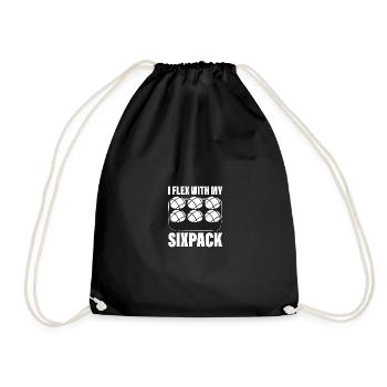 I flex with my Sixpack Boule Petanqué Saying - Drawstring Bag - black - Front