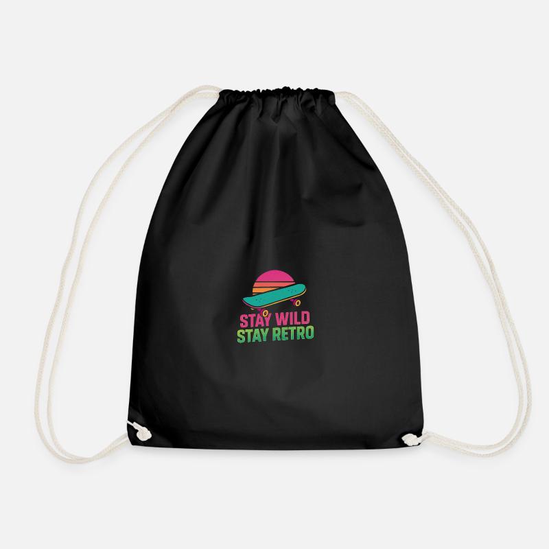 Stay Wild Retro Skate - Turnbeutel - Schwarz
