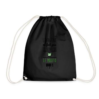 Argent Pas Bonheur Mojito, alcool, humour - Sac de sport léger - noir - Devant