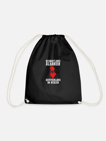 Albanian Albanian German Albania - Drawstring Bag - black