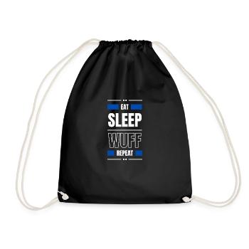manger sommeil wuff chien répéter idée cadeau chien - Sac de sport léger - noir - Devant