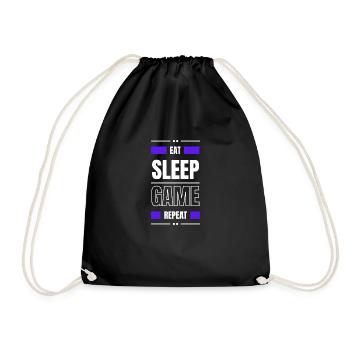 eat sleep game repeat geschenk idee zocken spruch - Turnbeutel - Schwarz - Vorne