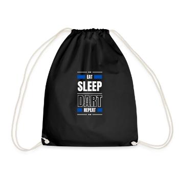 eat sleep dart repeat gift idea saying - Drawstring Bag - black - Front