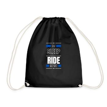 eat sleep ride repeat gift idea saying bike - Drawstring Bag - black - Front