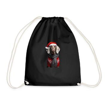 Weimaraner Weihnachten - Turnbeutel - Schwarz - Vorne