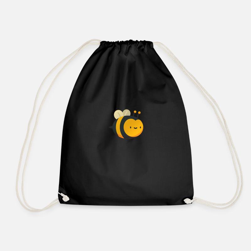 happy cute bee - Drawstring Bag - black