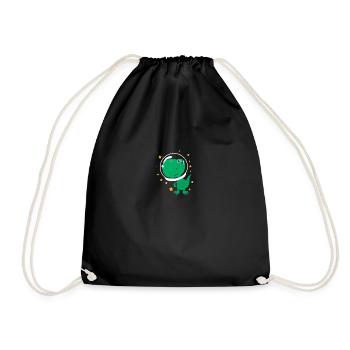 Space animals space dinosaur kids gift - Drawstring Bag - black - Front
