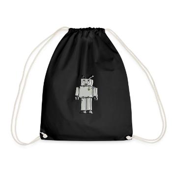 robot - Drawstring Bag - black - Front