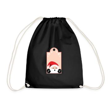 Weihnachten - Christmas Santa Claus Nikolaus Xmas - Turnbeutel - Schwarz - Vorne