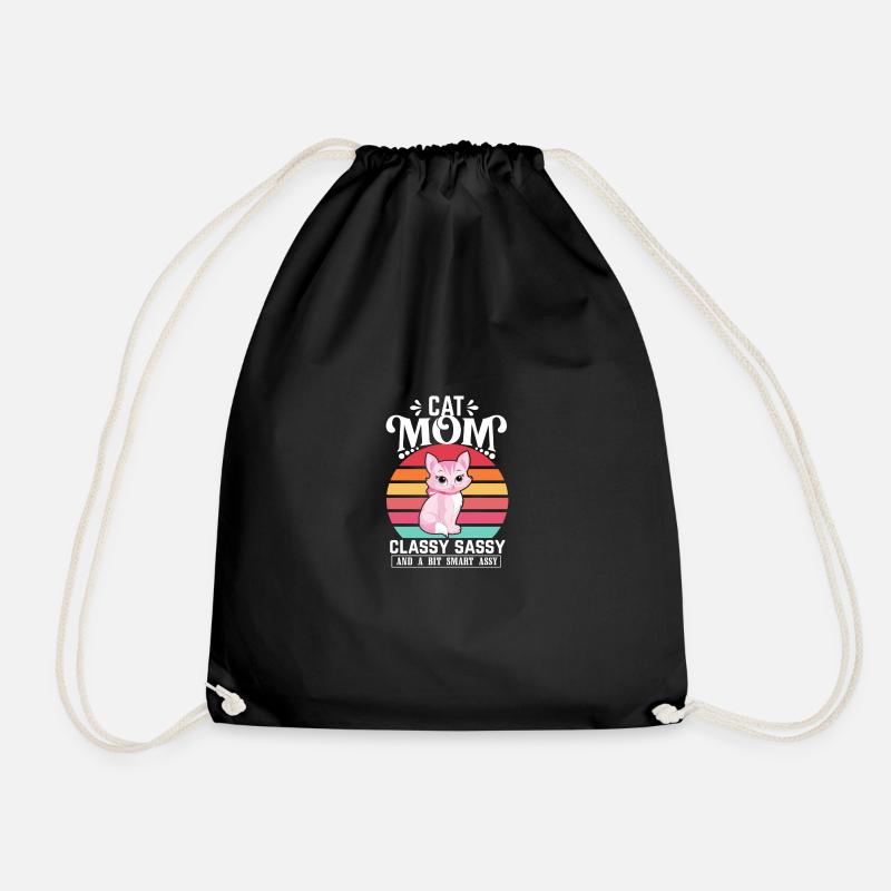 Best Cat Mom Ever - Drawstring Bag - black