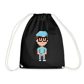 PIXELFIGUR BLAU - BLITZ - Turnbeutel - Schwarz - Vorne