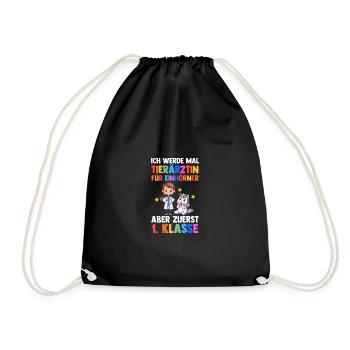 Veterinarian First Grade School Enrollment School Child - Drawstring Bag - black - Front