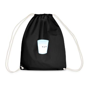 verre de lait souriant - avec un joli visage - Sac de sport léger - noir - Devant