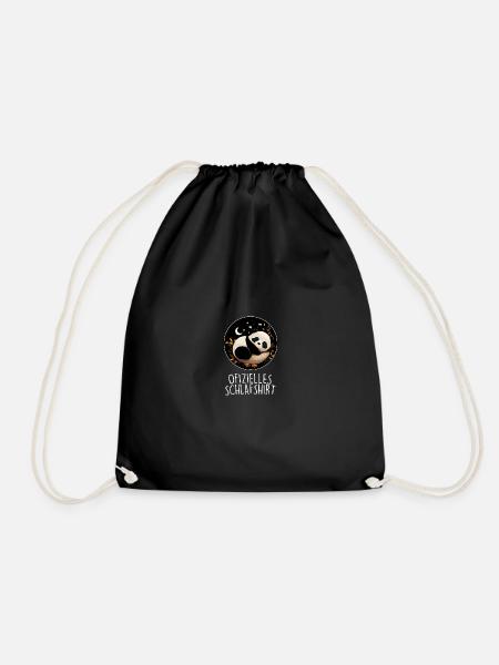 Offizielles Schlafshirt Panda Pandabär Nachtshirt - Turnbeutel - Schwarz