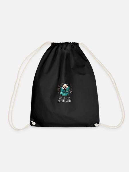 Offizielles Schlafshirt Panda Pandabär Nachtshirt - Turnbeutel - Schwarz