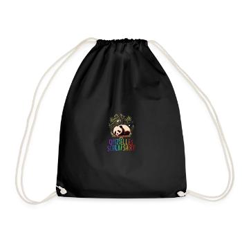 Offizielles Schlafshirt Panda Pandabär Nachtshirt - Turnbeutel - Schwarz - Vorne