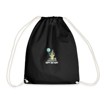 Frosch Happy Birthday Hoppy Birthday Cute Frog - Turnbeutel - Schwarz - Vorne