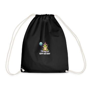 Frosch Happy Birthday Hoppy Birthday Cute Frog - Turnbeutel - Schwarz - Vorne