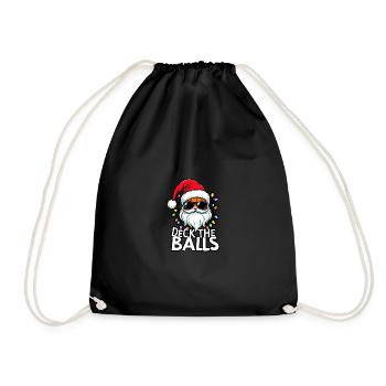 Basketball Im Weihnachtsmannkostüm "Deck The Balls - Turnbeutel - Schwarz - Vorne