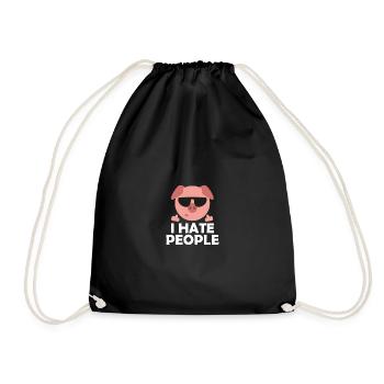 Cool Pig I hate People saying - Drawstring Bag - black - Front